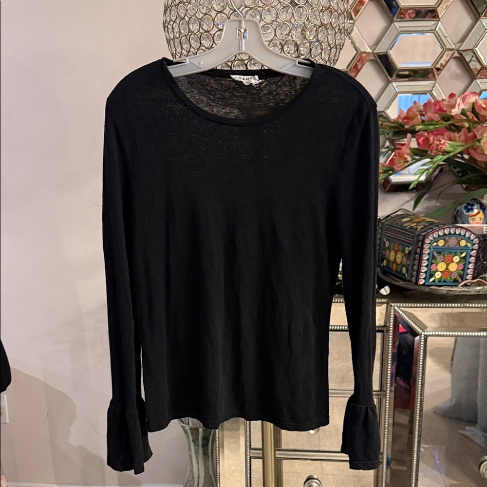 Frame Denim Black Long Sleeve Top S
